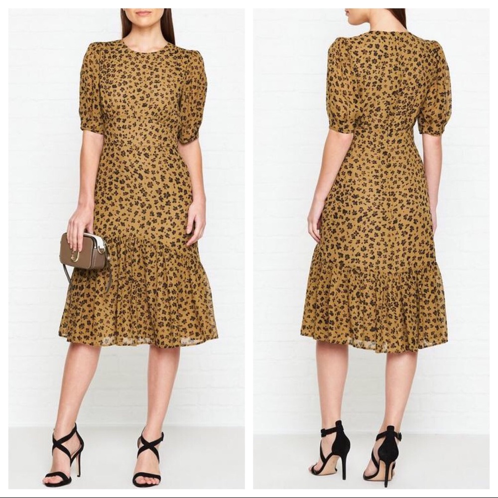 NWT LK Bennett Alexa Leopard Silk Chiffon Dress